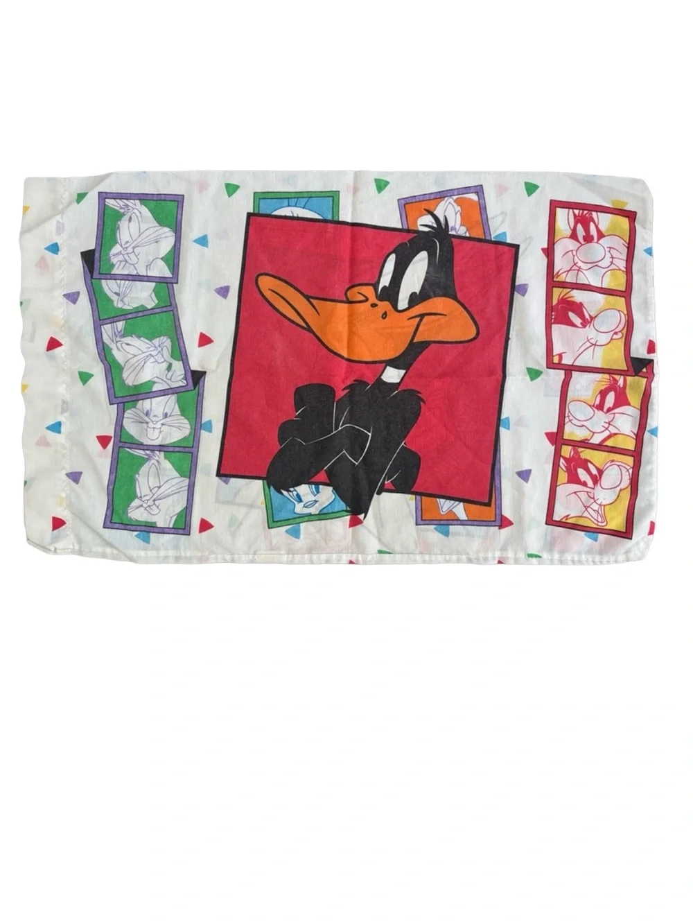 Vtg 1990's Warner Bros Pillow Two Cases Looney Tunes Bugs Bunny Daffy Duck Taz